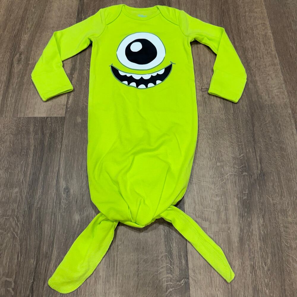Disney Baby Monsters Inc Mike Wazowski Sleep Gown Hat Cap Size 0-6M Months Green - Picture 2 of 10